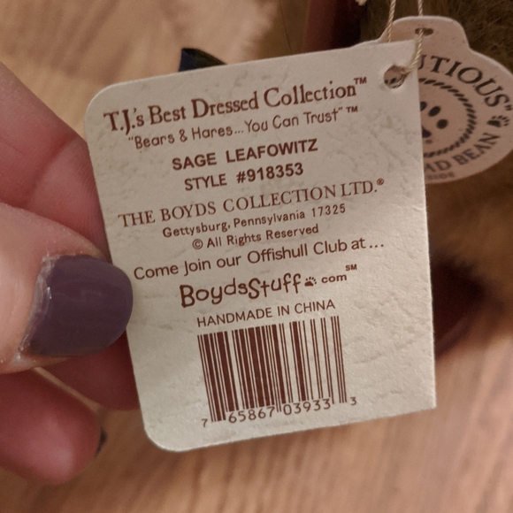 Boyd's Bear Sage Leafowitz Bear w/ Stand ... NWT - Picture 8 of 8